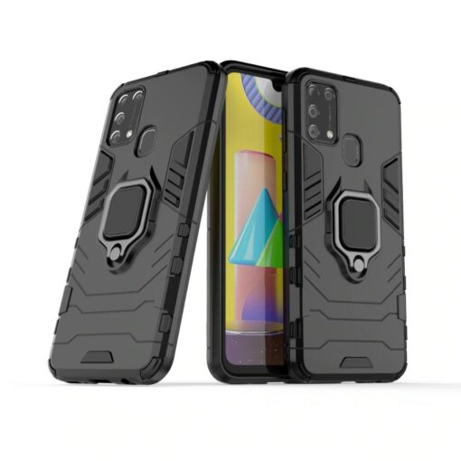 Samsung Galaxy M31 Case Luxury Ring Back Cover Case +3D Tempered Glass Protector - Image 19
