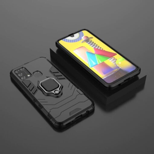 Samsung Galaxy M31 Case Luxury Ring Back Cover Case +3D Tempered Glass Protector - Image 14