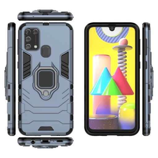Samsung Galaxy M31 Case Luxury Ring Back Cover Case +3D Tempered Glass Protector - Image 5