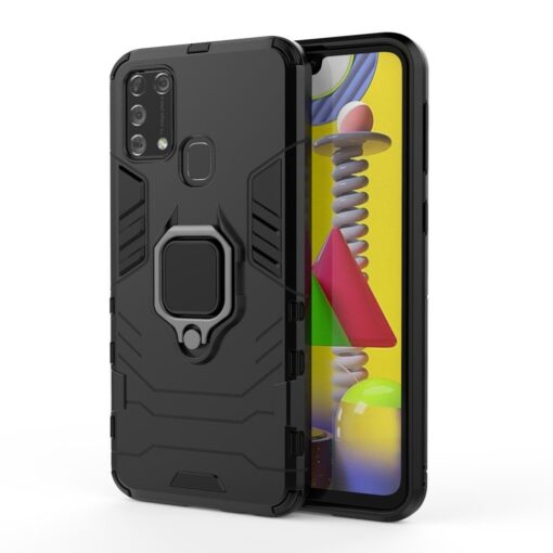 Samsung Galaxy M31 Case Luxury Ring Back Cover Case +3D Tempered Glass Protector - Image 3