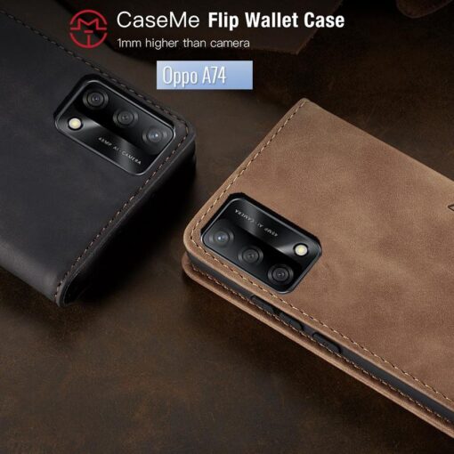 CaseMe Oppo A74/A95 & A57/A77  Retro Matte Soft Flip Leather Wallet Case - Image 2