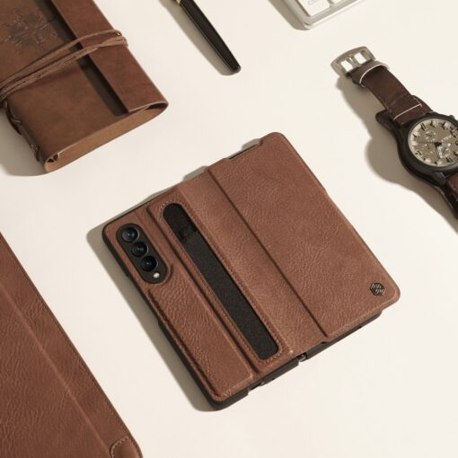 Nillkin Luxury Aoge Leather Phone Case For Samsung Galaxy Z Fold 3 With External Pen Tray - Image 8