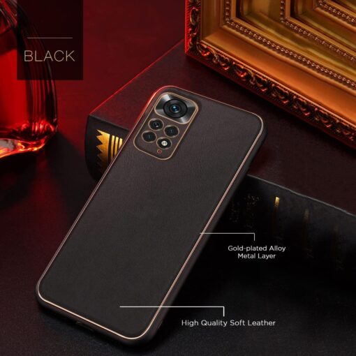 Redmi Note 10/11 Series Luxury Gold Electroplating Leather Chrome Case - Image 6