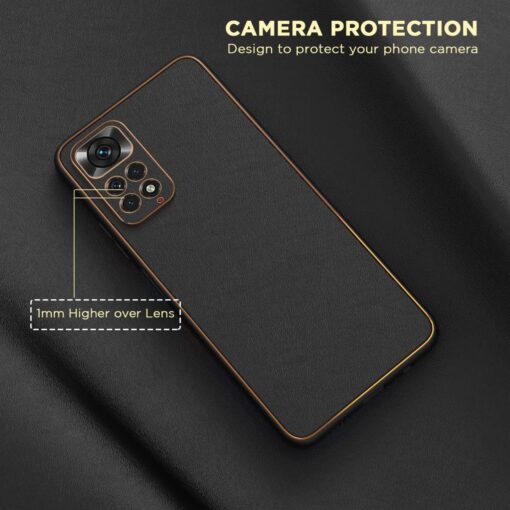 Redmi Note 10/11 Series Luxury Gold Electroplating Leather Chrome Case - Image 5