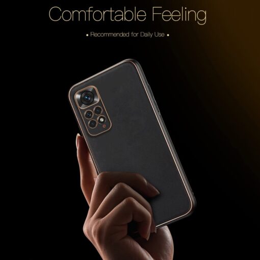 Redmi Note 10/11 Series Luxury Gold Electroplating Leather Chrome Case - Image 3