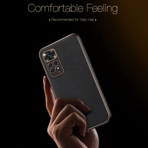 Redmi Note 10/11 Series Luxury Gold Electroplating Leather Chrome Case - Image 4