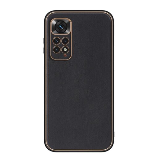 Redmi Note 10/11 Series Luxury Gold Electroplating Leather Chrome Case - Image 3