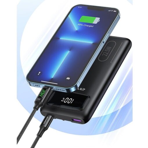 Awei P169K 20000mAh 22.5W Fast Charging Dual Input Dual Output with Built-in Cable LCD Display Power Bank - Image 2