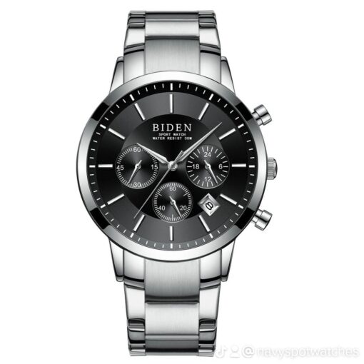 BIDEN Men Watch Business Luxury Fashion Style Multifunction Waterproof Quartz Stainless Steel Watches - Image 2