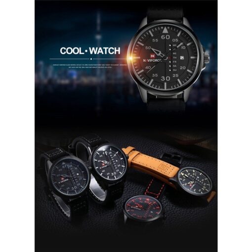 NAVIFORCE Waterproof Military Sport Quartz Men's Watches With Leather Strap - Image 8