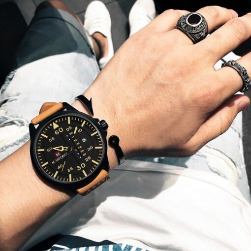 NAVIFORCE Waterproof Military Sport Quartz Men's Watches With Leather Strap - Image 6