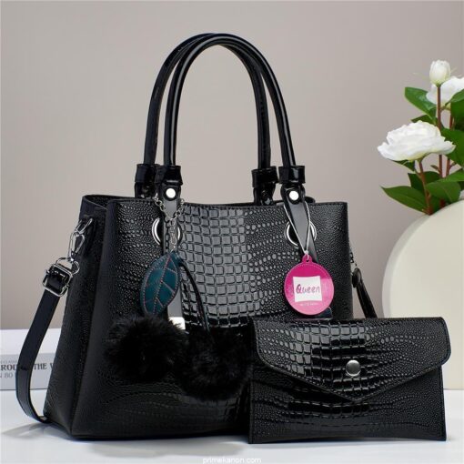 Croc Alligator 2 in 1 Fashion Satchel Taupe Premium Trendy Classic Crossbody Shoulder Leather Versatile Bag - Image 8