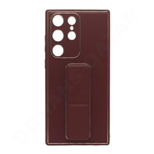 Samsung Galaxy S22/S23 Series Premium Gold Electroplated Luxury Leather Case with Magnetic Car Mount Holder & Wrist Strap Case Kickstand - Image 2