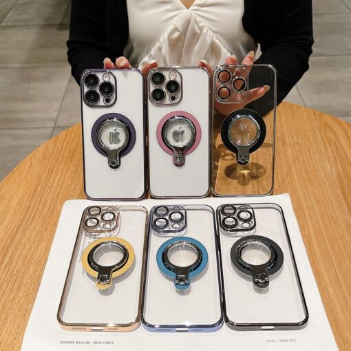 Luxury Slim Matte PC Bracket Magsafe Charging Stand Holder Case Cover For iPhone Series - Image 17