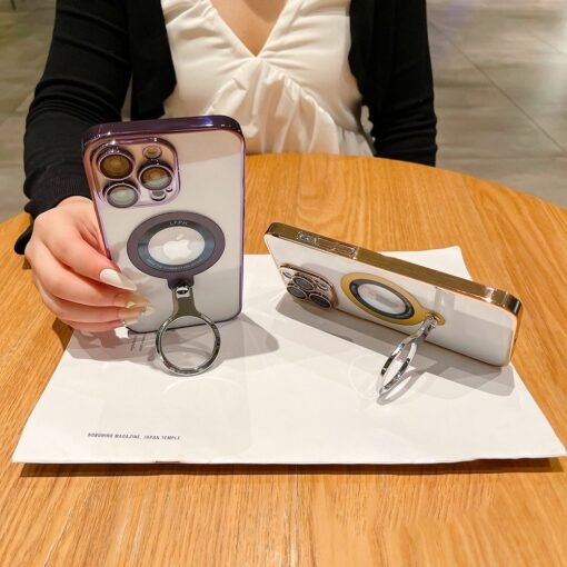 Luxury Slim Matte PC Bracket Magsafe Charging Stand Holder Case Cover For iPhone Series - Image 10