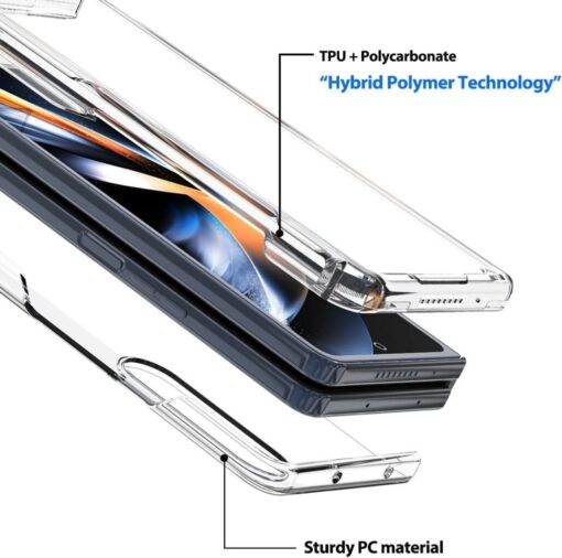 Samsung Galaxy Z Fold 3/Z Fold 4/Z Fold 5 NINKI Crystal Clear Transparent with S Pen Slot Hinge Protective Case - Image 16