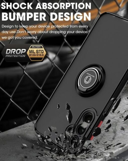 Samsung Galaxy A25/A35/A55 Shockproof Frosted Matte Case With Ring Holder - Image 5