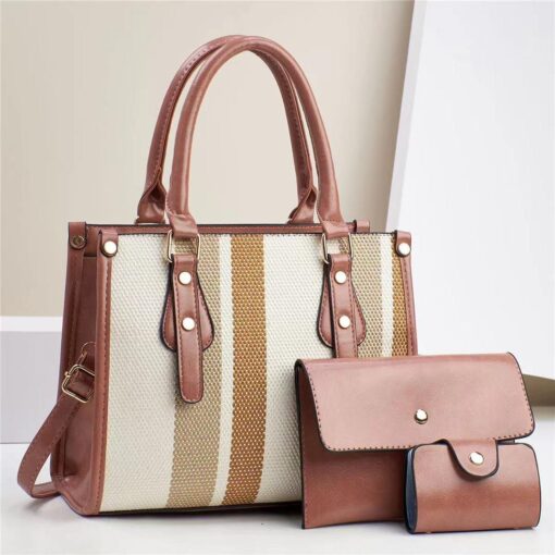 QUEEN 3 Piece Hot Sale contrast color Tote fashion hand bag - Image 4