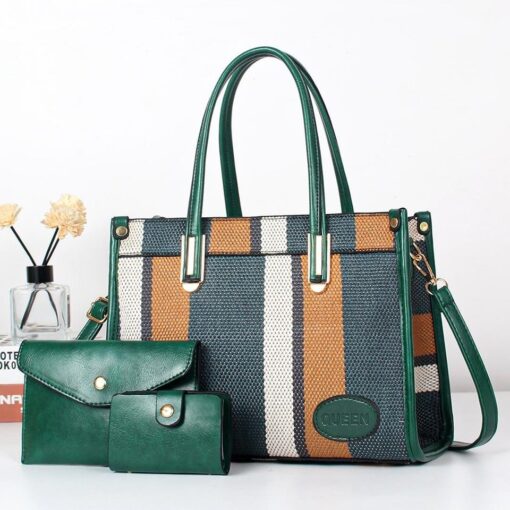 New Arrival QUEEN 3 Piece Retro casual portable Hot Sale contrast color Tote fashion hand bag - Image 5