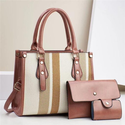 QUEEN 3 Piece Hot Sale contrast color Tote fashion hand bag - Image 10