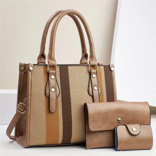 QUEEN 3 Piece Hot Sale contrast color Tote fashion hand bag - Image 7