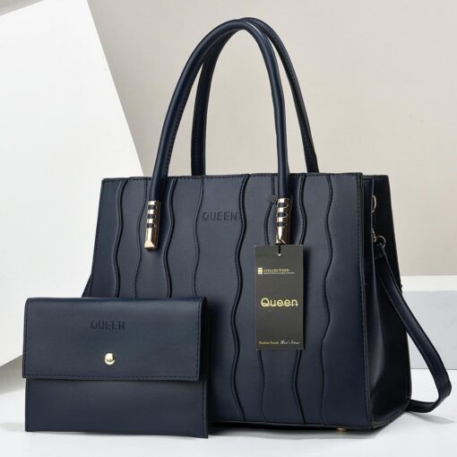 QUEEN WOMEN'S 2PCS Leather Large Capacity Crossbody Bag Purse and Handbag Hobo Set - Image 4