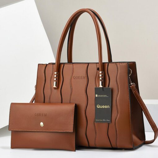 QUEEN WOMEN'S 2PCS Leather Large Capacity Crossbody Bag Purse and Handbag Hobo Set - Image 3