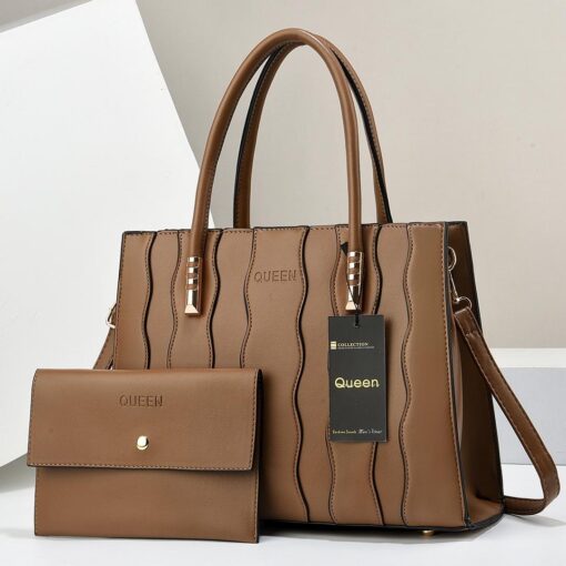 QUEEN WOMEN'S 2PCS Leather Large Capacity Crossbody Bag Purse and Handbag Hobo Set - Image 6