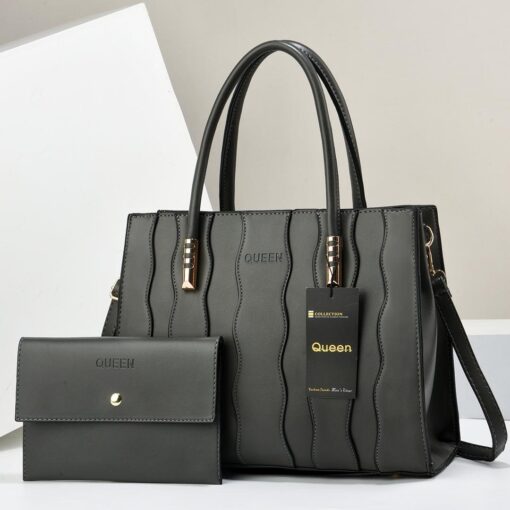 QUEEN WOMEN'S 2PCS Leather Large Capacity Crossbody Bag Purse and Handbag Hobo Set - Image 9