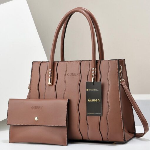 QUEEN WOMEN'S 2PCS Leather Large Capacity Crossbody Bag Purse and Handbag Hobo Set - Image 7