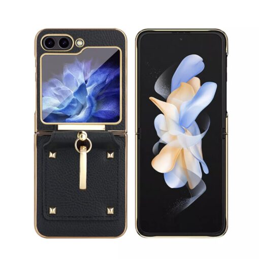 Samsung Galaxy Z Flip 5 & 6 Series Ring Holder Buckle PU Leather Hinge Case - Image 15
