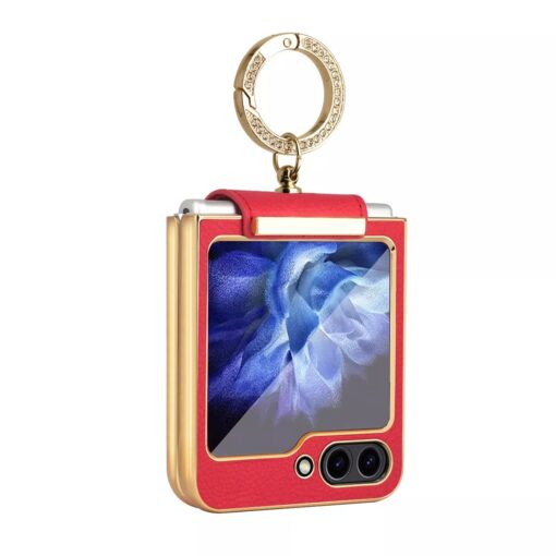 Samsung Galaxy Z Flip 5 & 6 Series Ring Holder Buckle PU Leather Hinge Case - Image 7