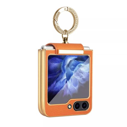 Samsung Galaxy Z Flip 5 & 6 Series Ring Holder Buckle PU Leather Hinge Case - Image 4