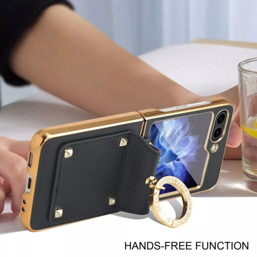 Samsung Galaxy Z Flip 5 & 6 Series Ring Holder Buckle PU Leather Hinge Case - Image 14