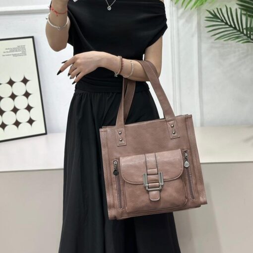 Modern Design Classic Retro Casual Large Capacity Rose Mandy Top Grain Leather Handbag - Image 8