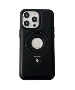 Magnetic Ring Holder Bracket, PU Leather TPU Bumper Shockproof Non-Slip Case with MagSafe Wireless Charging for iPhone Series