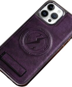 Magnetic Wireless Charging Kickstand Leather Case for iPhone  Series  Invisible Bracket Skin Feeling Slim Cover