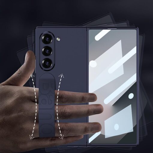 Samsung Fold 6 GKK Matte Finish Slim Band Silicone Protective Case with Finger Strap & Built-in Screen Protector - Image 17
