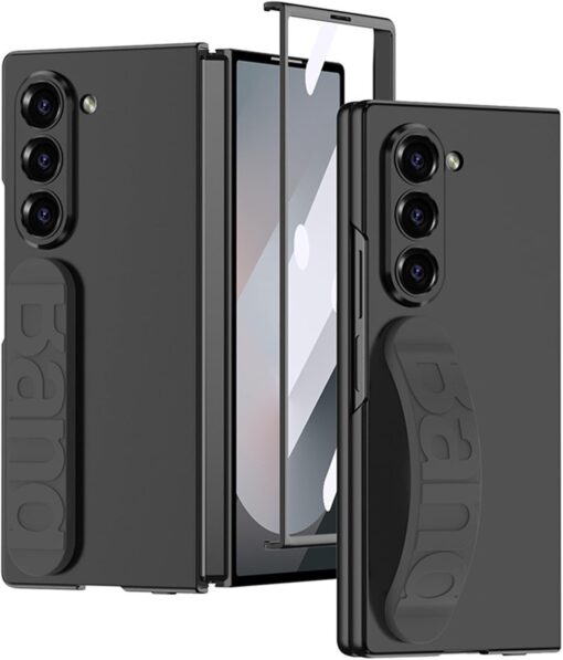 Samsung Fold 6 GKK Matte Finish Slim Band Silicone Protective Case with Finger Strap & Built-in Screen Protector