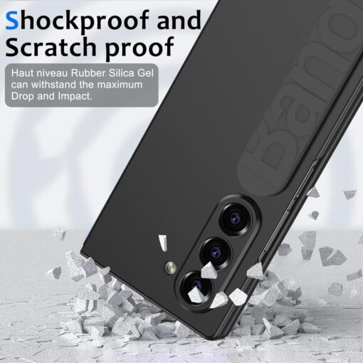Samsung Fold 6 GKK Matte Finish Slim Band Silicone Protective Case with Finger Strap & Built-in Screen Protector - Image 4