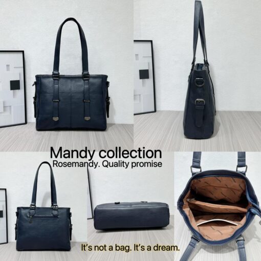 arge Capacity Quality Classic Quilted Business Style Cross Shoulder PU Leather Tote Bag - Image 11
