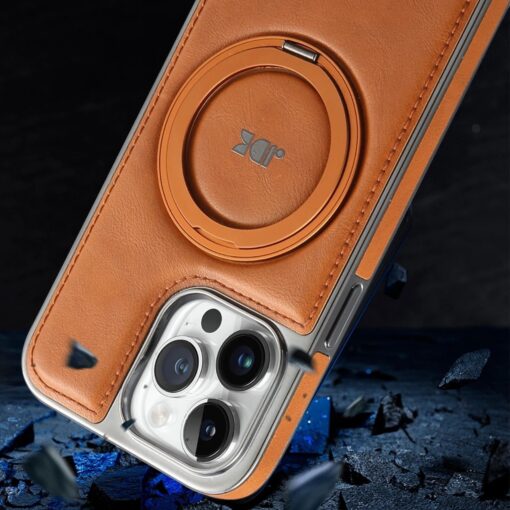 Fun-Casery Magnetic Kickstand Shockproof Leather Case for IPHONE 16/15/14 PRO MAX SERIES - Image 2