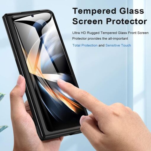 Samsung Galaxy Z Fold 3 4 5 6 Series, Luxury Plating Edge Case with Hanging Ring Anti-Scratch Screen Protection Leather Cover - Image 14