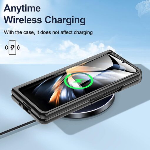 Samsung Galaxy Z Fold 3 4 5 6 Series, Luxury Plating Edge Case with Hanging Ring Anti-Scratch Screen Protection Leather Cover - Image 9