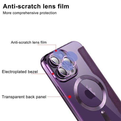 iPhone 13/14/15 Series MagSafe Magnetic Absorption Leather Wallet Flip Case with Lens Protection - Image 10
