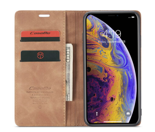CaseMe iPhone X/Xs , Xr & Xs Max Retro Matte Soft Flip Leather Wallet Case - Image 11