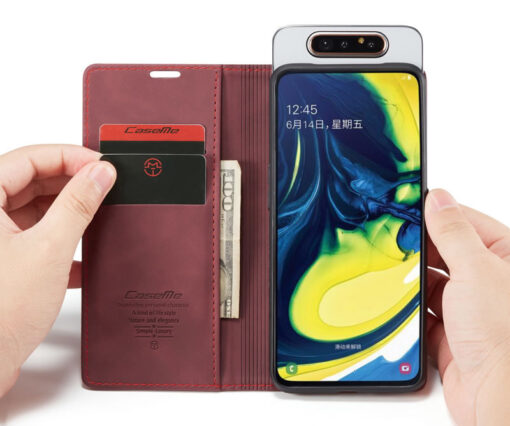 CaseMe Samsung Galaxy A80/A90 & Note 10 Lite/A81/M60s Retro Matte Soft Flip Leather Wallet Case - Image 3