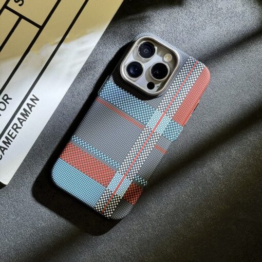 British Style Carbon Fiber Tartan MagSafe Case for iPhone Series - Image 6