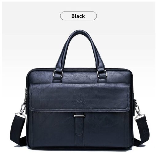 JEEP BULUO Men’s Leather Briefcases Bag Shoulder Fashion Business Laptop Bag - Image 14