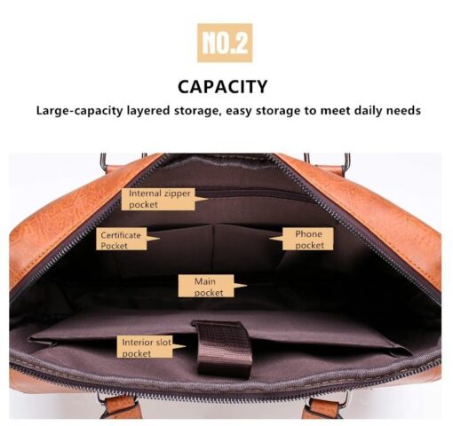 JEEP BULUO Men’s Leather Briefcases Bag Shoulder Fashion Business Laptop Bag - Image 7